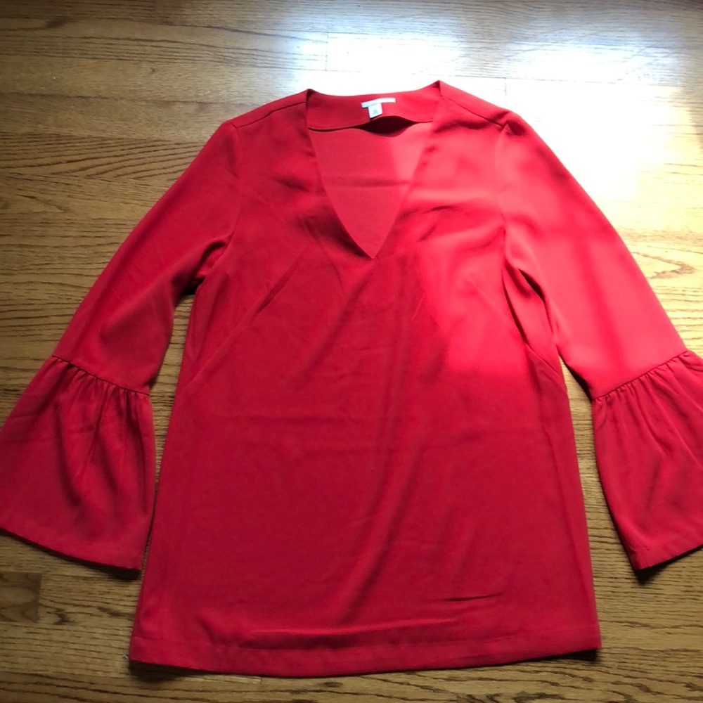 Burnt Red Halogen blouse with detail sleeve